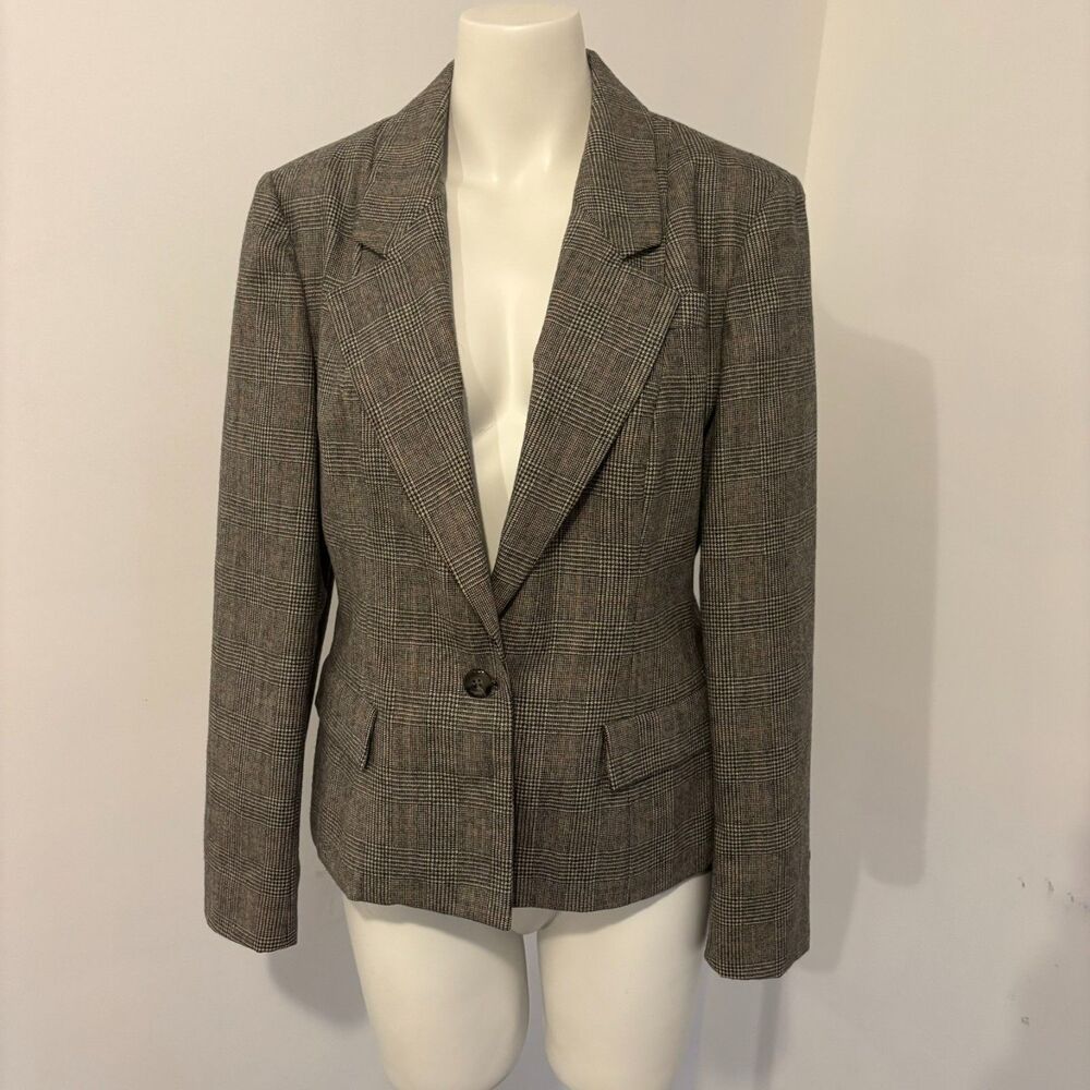 Kirkland Hall size Medium 100% Pure Wool Plaid Preppy Academia Old Money Blazer
